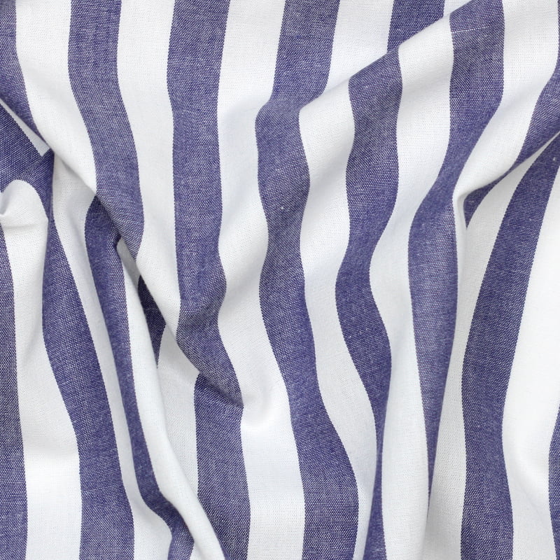 Tecido Camisaria Tricoline Fio 40 - Fio Tinto Listra GG - Azul Marinho - 100% Algodão   - Milfios Tecidos