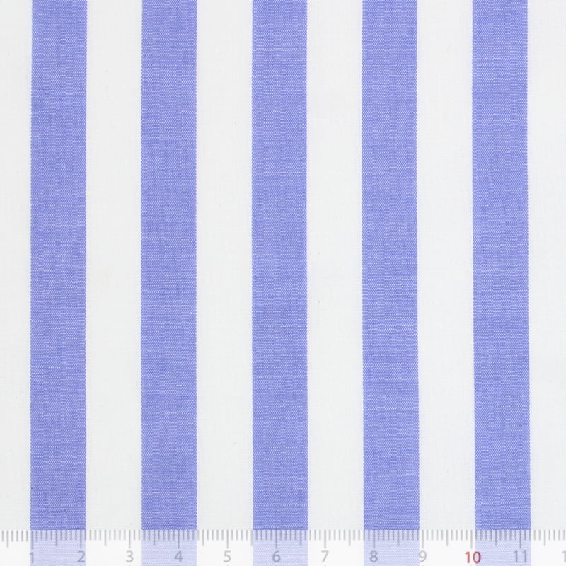 Tecido Camisaria Tricoline Fio 40 - Fio Tinto Listra GG - Azul Royal - 100% Algodão    - Milfios Tecidos