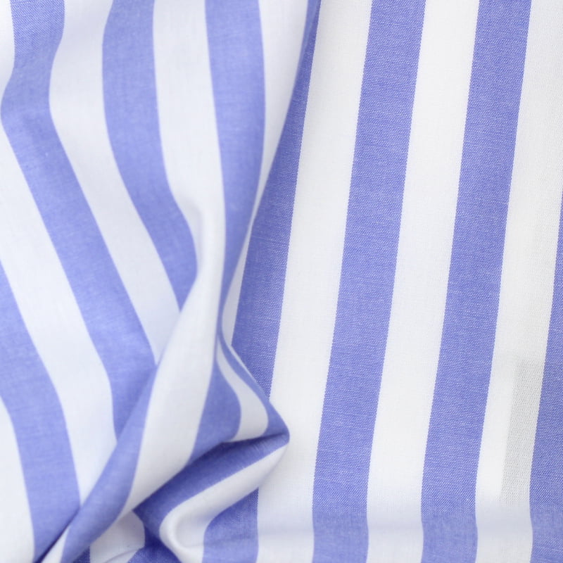 Tecido Camisaria Tricoline Fio 40 - Fio Tinto Listra GG - Azul Royal - 100% Algodão    - Milfios Tecidos