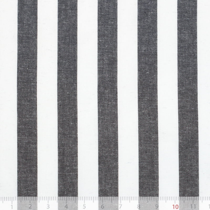 Tecido Camisaria Tricoline Fio 40 - Fio Tinto Listra GG - Preto - 100% Algodão   - Milfios Tecidos