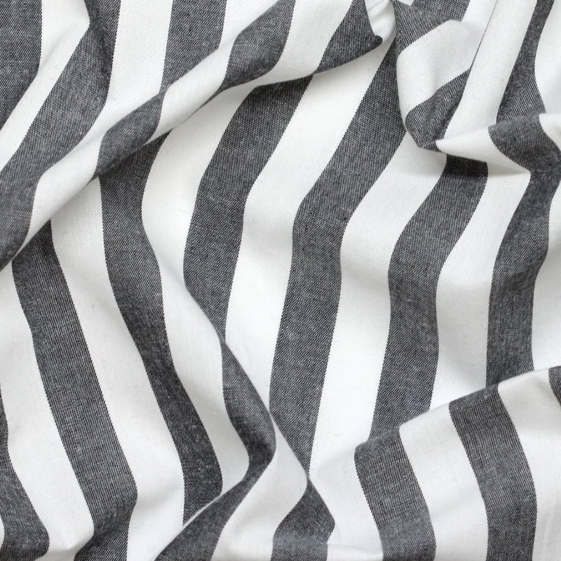 Tecido Camisaria Tricoline Fio 40 - Fio Tinto Listra GG - Preto - 100% Algodão   - Milfios Tecidos