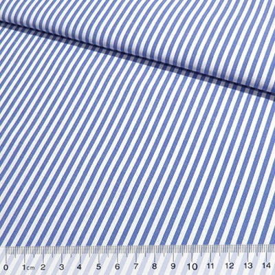 Tecido Camisaria Tricoline Fio 40 - Fio Tinto Listra M - Azul Royal - 100% Algodão      - Milfios Tecidos