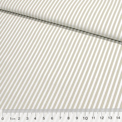 Tecido Camisaria Tricoline Fio 40 - Fio Tinto Listra M - Bege - 100% Algodão      - Milfios Tecidos