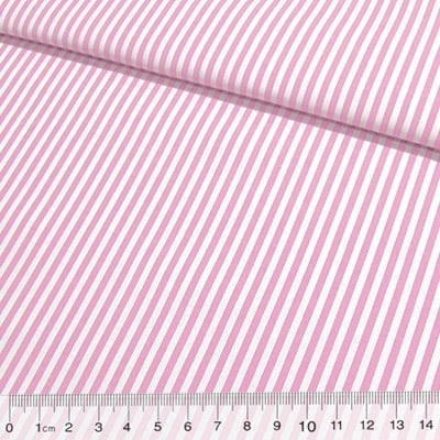 Tecido Camisaria Tricoline Fio 40 - Fio Tinto Listra M - Rosa - 100% Algodão        - Milfios Tecidos