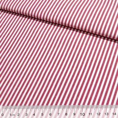 Tecido Camisaria Tricoline Fio 40 - Fio Tinto Listra M - Vermelho - 100% Algodão      - Milfios Tecidos