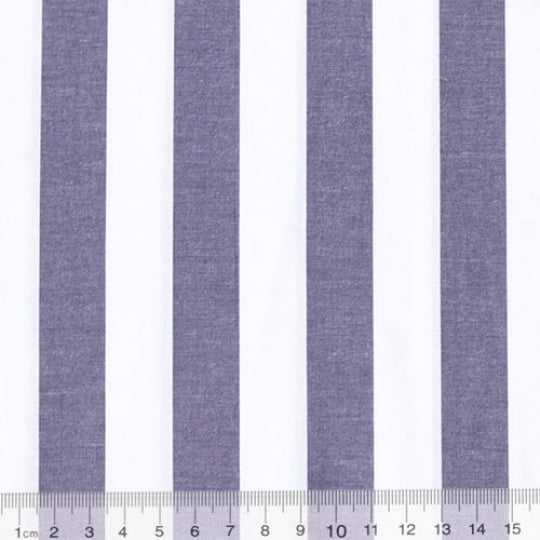 Tecido Camisaria Tricoline Fio 40 - Fio Tinto Listra XG - Azul Marinho - 100% Algodão  - Milfios Tecidos