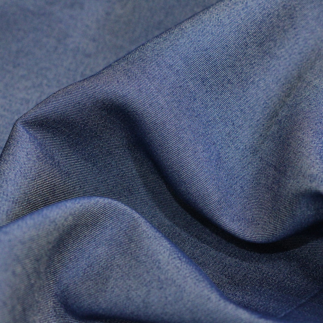 Tecido Camisaria Jeans 02 - Azul Médio - 70% Viscose 27% Poliéster 3% Elastano   - Milfios Tecidos