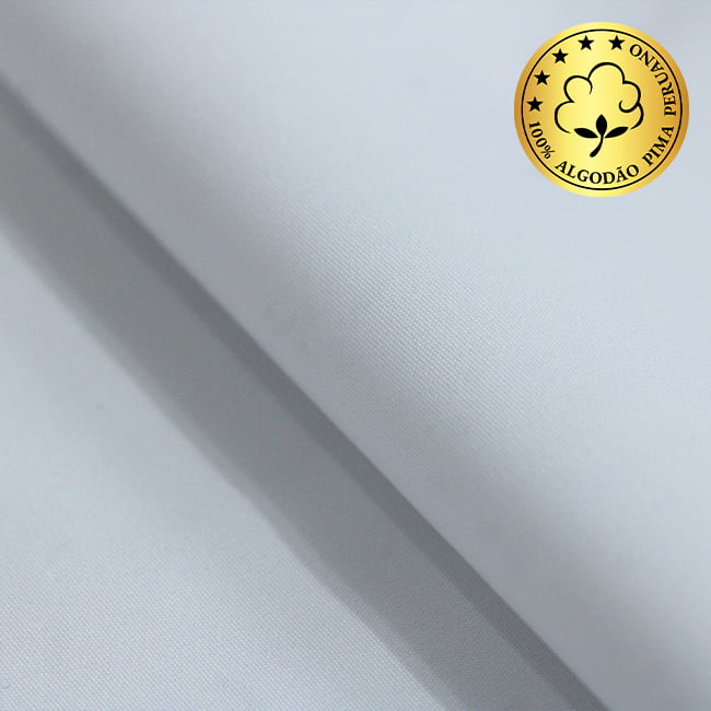 Tecido Camisaria fio 100 Liso - Barbena 01 Branco - 100% Algodão Pima - Milfios Tecidos
