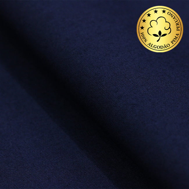 Tecido Camisaria fio 100 Liso - Barbena 03 Navy - 100% Algodão Pima - Milfios Tecidos
