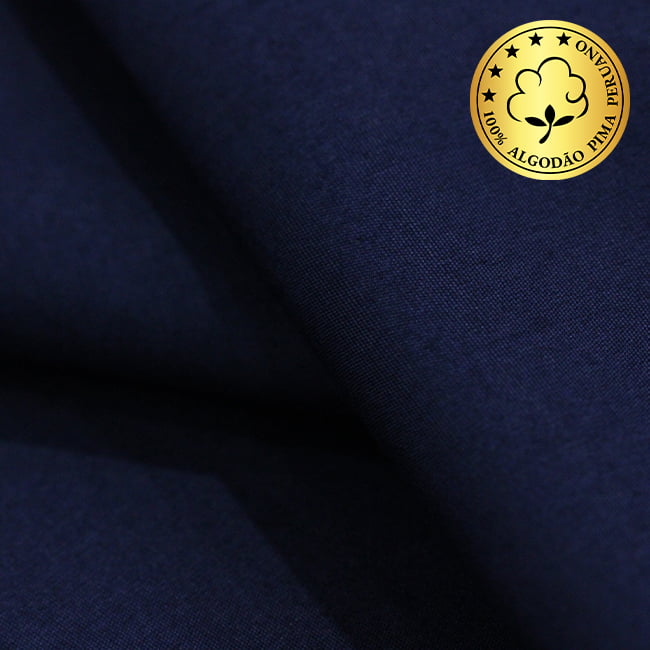 Tecido Camisaria fio 100 Liso - Barbena 03 Navy - 100% Algodão Pima - Milfios Tecidos