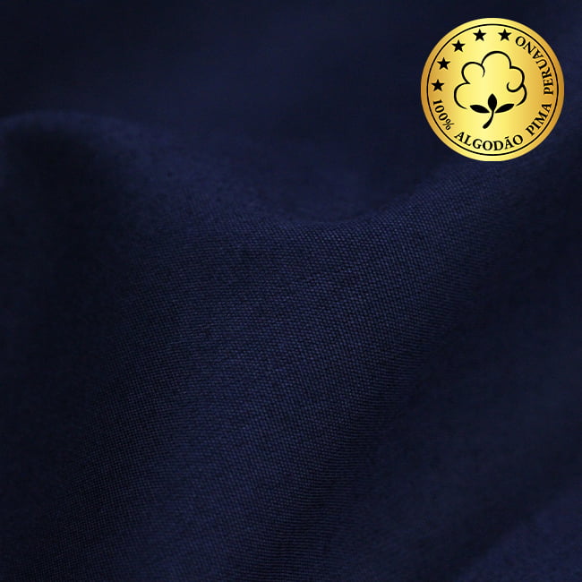 Tecido Camisaria fio 100 Liso - Barbena 03 Navy - 100% Algodão Pima - Milfios Tecidos