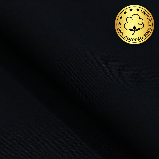 Tecido Camisaria fio 100 Liso - Barbena 04 Preto - 100% Algodão Pima - Milfios Tecidos