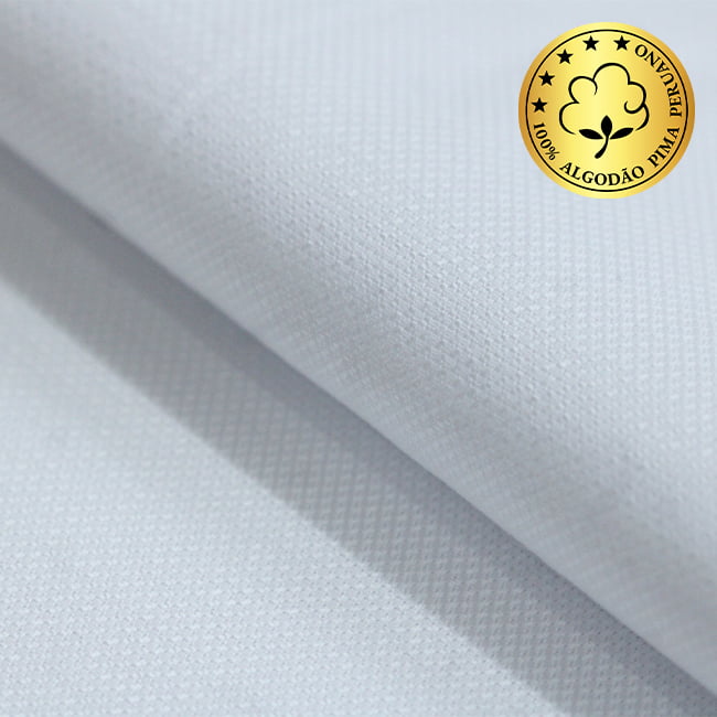 Tecido Camisaria fio 50 Maquinetado - Brisighela 01 Branco - 100% Algodão Pima - Milfios Tecidos