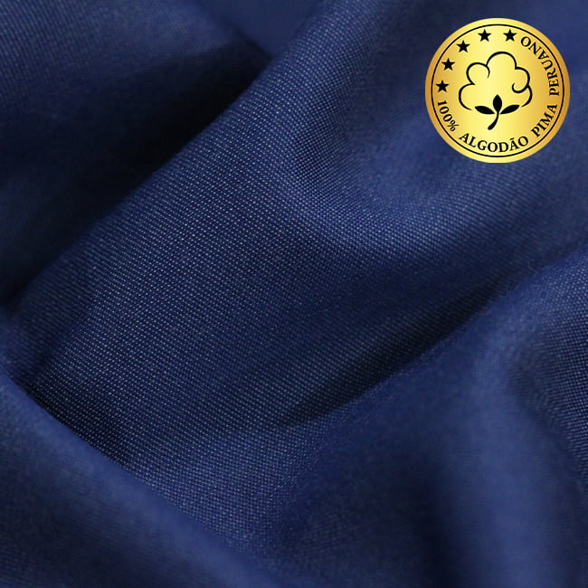 Tecido Camisaria fio 60 Liso - Bevagna 05 Indigo - 100% Algodão Pima - Milfios Tecidos