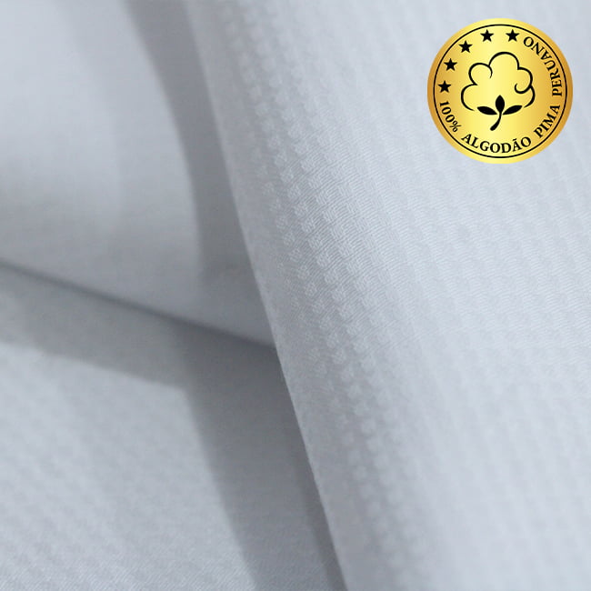 Tecido Camisaria fio 60 Maquinetado - Asolo 141 Branco - 100% Algodão Pima - Milfios Tecidos