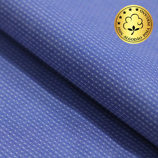 Tecido Camisaria fio 60 - Maquinetado - Neive 04 - Azzurro - 100% Algodão Pima - Milfios Tecidos