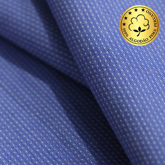 Tecido Camisaria fio 60 - Maquinetado - Neive 04 - Azzurro - 100% Algodão Pima - Milfios Tecidos