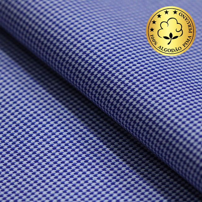 Tecido Camisaria fio 60 - Maquinetado - Neive 05 - Azzurro - 100% Algodão Pima - Milfios Tecidos