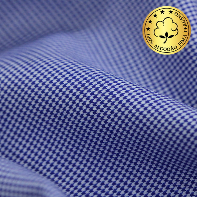 Tecido Camisaria fio 60 - Maquinetado - Neive 05 - Azzurro - 100% Algodão Pima - Milfios Tecidos