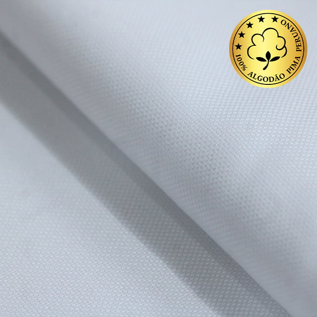 Tecido Camisaria fio 60 Maquinetado - Verona Oxford 01 Branco - 100% Algodão Pima - Milfios Tecidos