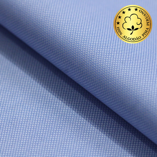 Tecido Camisaria fio 60 Maquinetado - Verona Oxford 03 Azzurro - 100% Algodão Pima - Milfios Tecidos