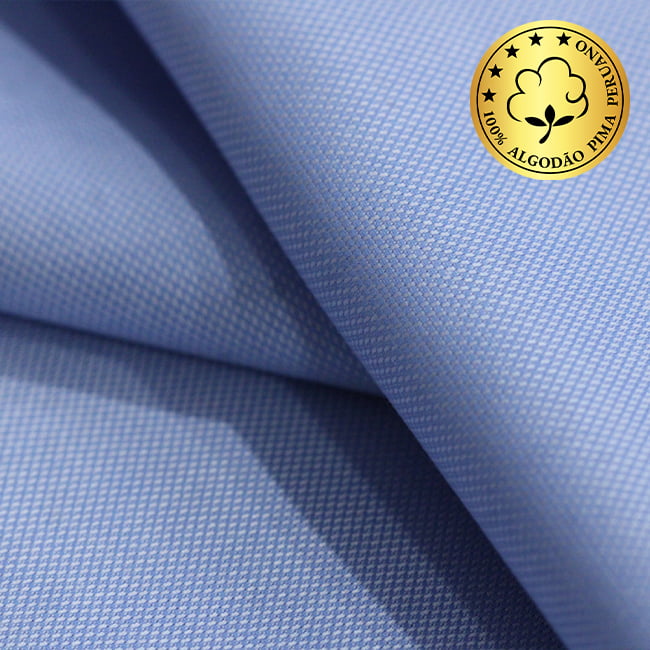Tecido Camisaria fio 60 Maquinetado - Verona Oxford 03 Azzurro - 100% Algodão Pima - Milfios Tecidos