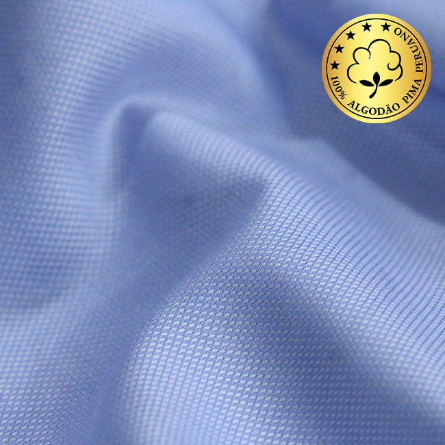 Tecido Camisaria fio 60 Maquinetado - Verona Oxford 03 Azzurro - 100% Algodão Pima - Milfios Tecidos