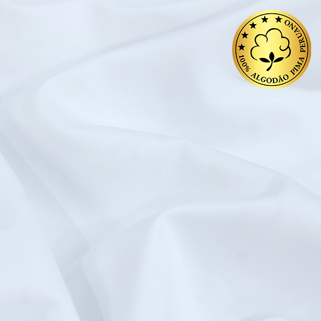 Tecido Camisaria fio 70 - Liso - Firenze 01 - Branco - 100% Algodão Pima - Milfios Tecidos