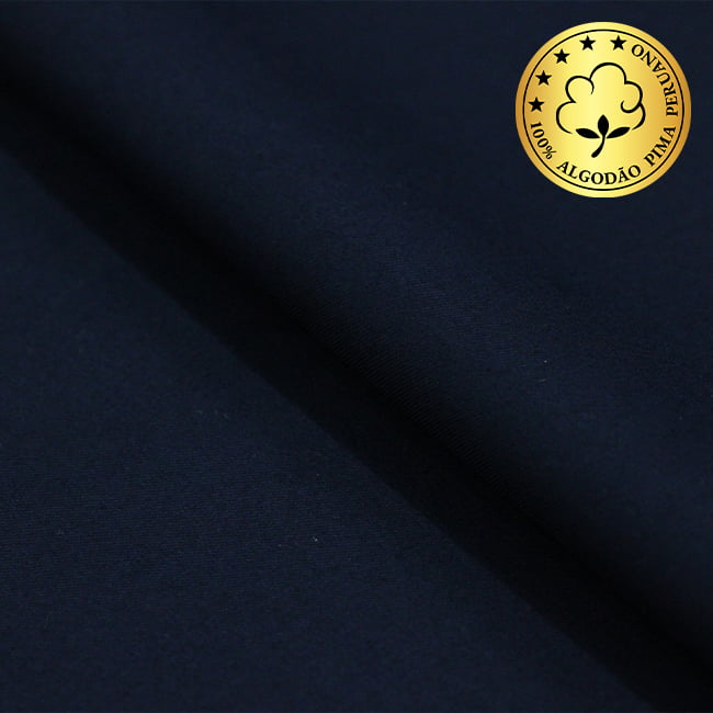 Tecido Camisaria fio 70 - Liso - Firenze 09 - Azul Noite - 100% Algodão Pima - Milfios Tecidos