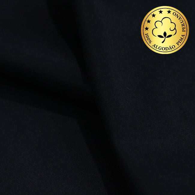 Tecido Camisaria fio 70 - Liso - Firenze 10 - Preto - 100% Algodão Pima - Milfios Tecidos