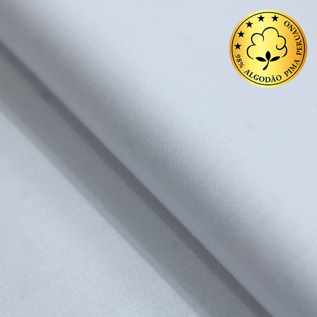 Tecido Camisaria fio 70 Liso - Milano 01 Branco - 98% Algodão Pima + 2% Elastano - Milfios Tecidos