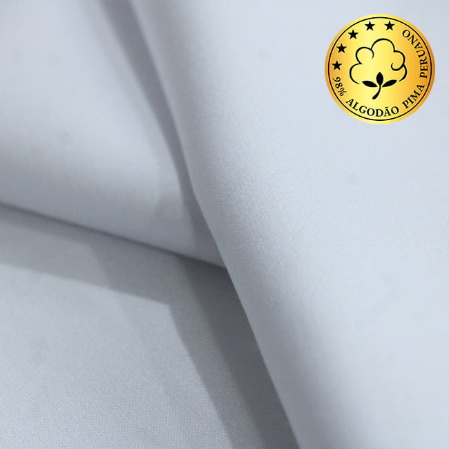 Tecido Camisaria fio 70 Liso - Milano 01 Branco - 98% Algodão Pima + 2% Elastano - Milfios Tecidos