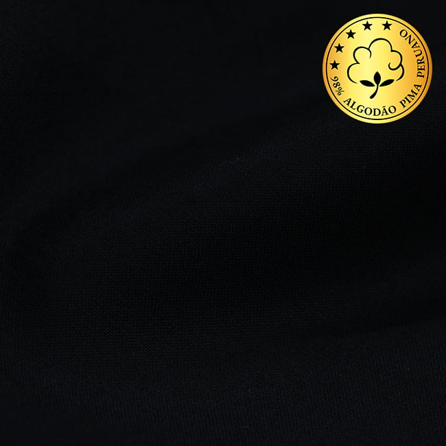 Tecido Camisaria fio 70 Liso - Milano 06 Preto - 98% Algodão Pima + 2% Elastano - Milfios Tecidos