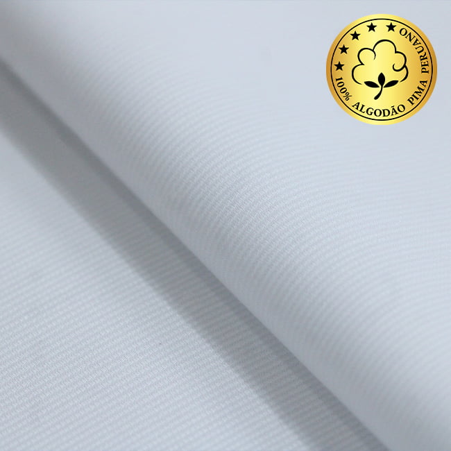 Tecido Camisaria Maquinetado Fio 70 - Verona Piquet 01 Branco - 100% Algodão Pima - Milfios Tecidos