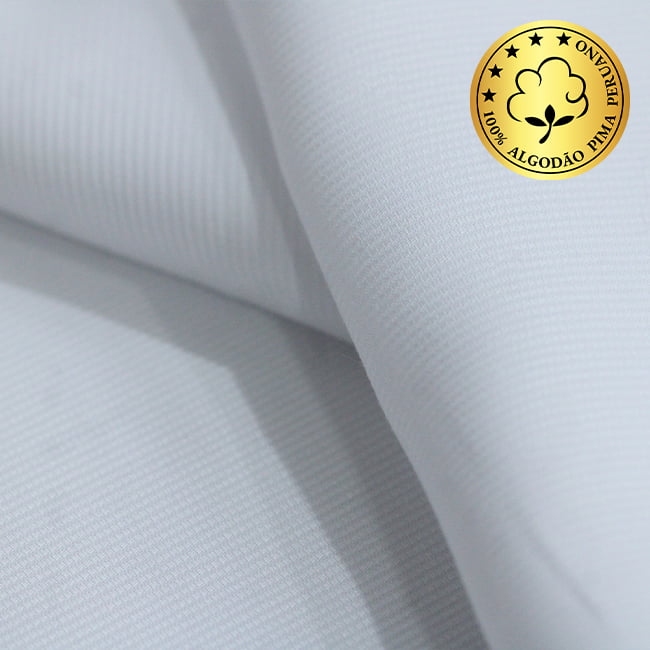 Tecido Camisaria Maquinetado Fio 70 - Verona Piquet 01 Branco - 100% Algodão Pima - Milfios Tecidos