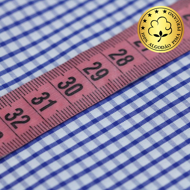 Tecido Camisaria fio 70 - Tremosine 04 Xadrez G Royal - 100% Algodão Pima - Milfios Tecidos