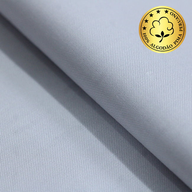 Tecido Camisaria fio 80 Liso - Gradara Pin-Point 02 Cinza Pérola - 100% Algodão Pima - Milfios Tecidos