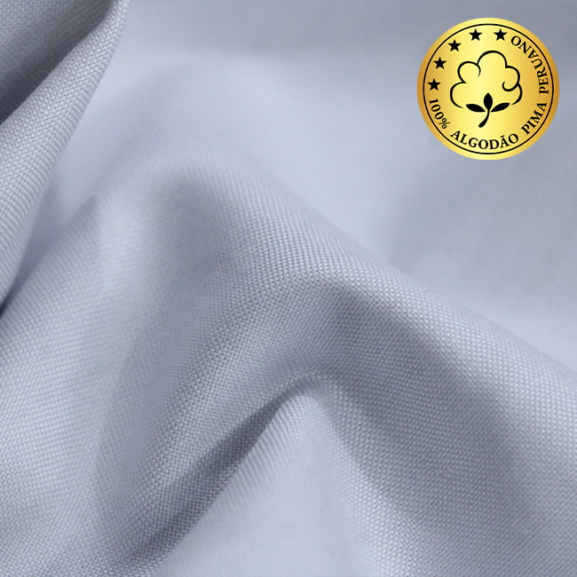 Tecido Camisaria fio 80 Liso - Gradara Pin-Point 02 Cinza Pérola - 100% Algodão Pima - Milfios Tecidos