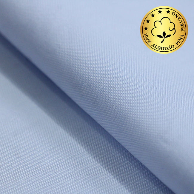 Tecido Camisaria fio 80 Liso - Gradara Pin-Point 03 Celeste - 100% Algodão Pima - Milfios Tecidos