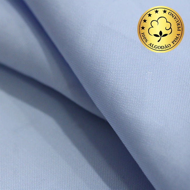 Tecido Camisaria fio 80 Liso - Gradara Pin-Point 03 Celeste - 100% Algodão Pima - Milfios Tecidos