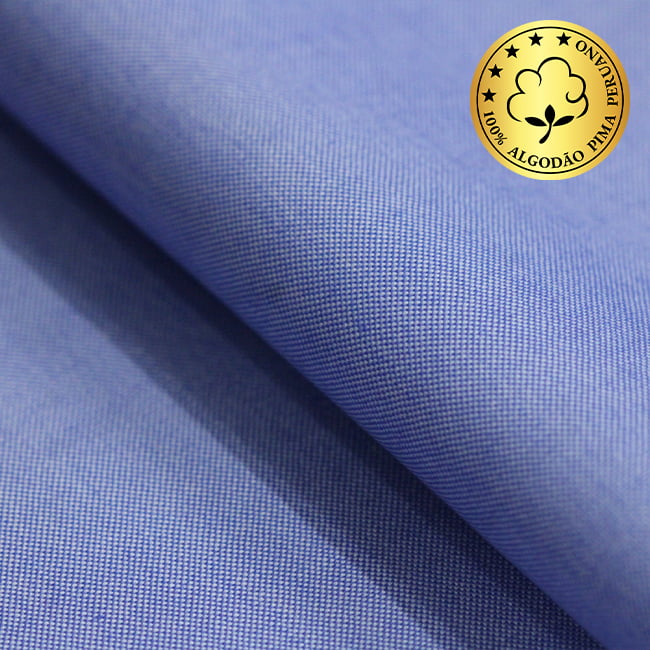 Tecido Camisaria fio 80 Liso - Gradara Pin-Point 05 Azzurro - 100% Algodão Pima - Milfios Tecidos