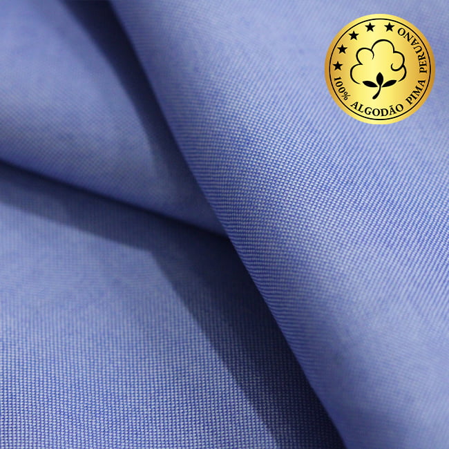 Tecido Camisaria fio 80 Liso - Gradara Pin-Point 05 Azzurro - 100% Algodão Pima - Milfios Tecidos