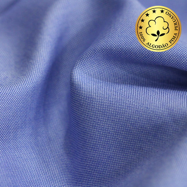 Tecido Camisaria fio 80 Liso - Gradara Pin-Point 05 Azzurro - 100% Algodão Pima - Milfios Tecidos