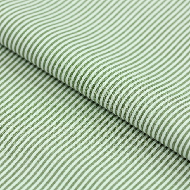 Tecido Camisaria Tricoline Fio 40 - Fio Tinto Listra P - Oliva - 100% Algodão - Milfios Tecidos