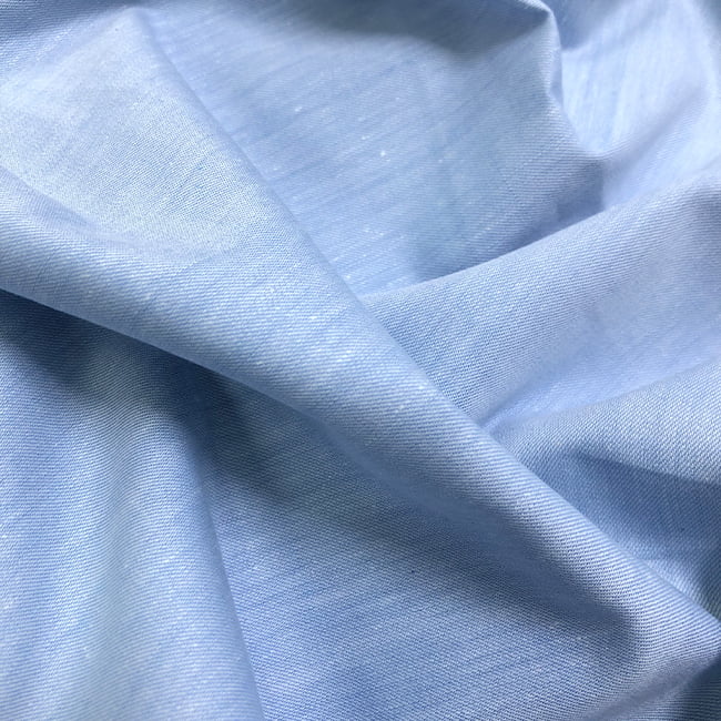 Tecido Camisaria Tricoline Fio 40 - Chambray - Azul Frozen - 100% Algodão - Milfios Tecidos