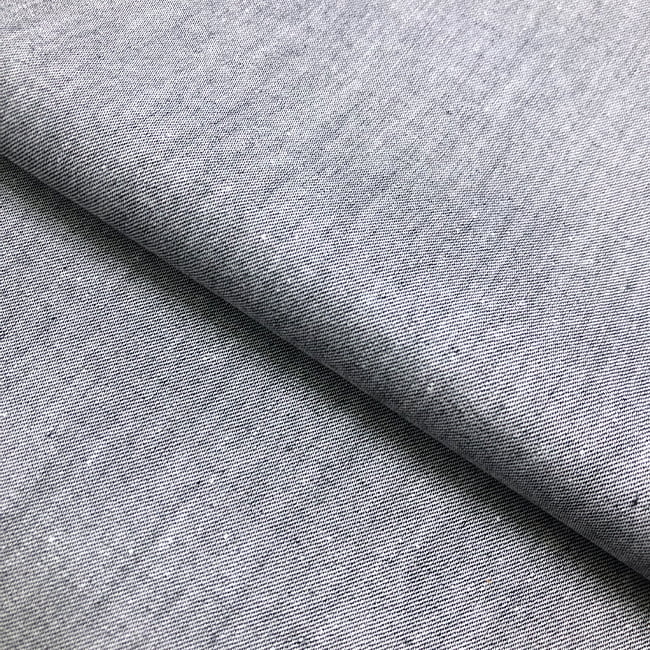 Tecido Camisaria Tricoline Fio 40 - Chambray - Preto - 100% Algodão - Milfios Tecidos