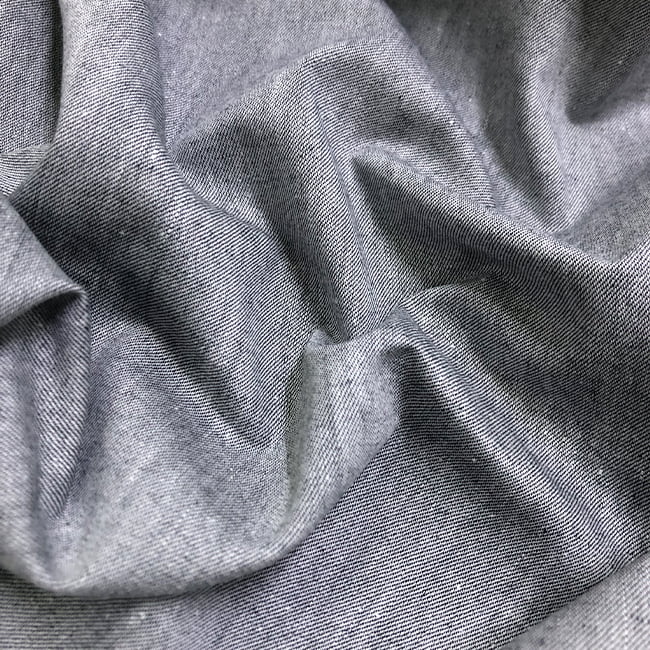 Tecido Camisaria Tricoline Fio 40 - Chambray - Preto - 100% Algodão - Milfios Tecidos