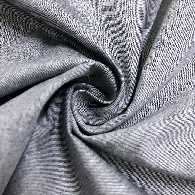 Tecido Camisaria Tricoline Fio 40 - Chambray - Preto - 100% Algodão - Milfios Tecidos