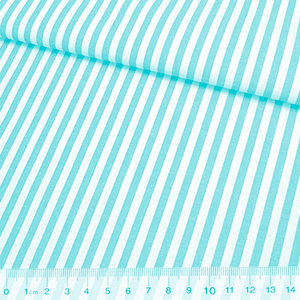 Tecido Camisaria Tricoline Fio 40 - Fio Tinto Listra G - Acqua - 100% Algodão - Milfios Tecidos
