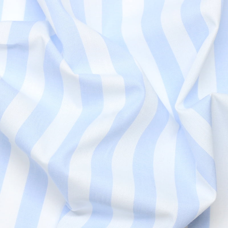 Tecido Camisaria Tricoline Fio 40 - Fio Tinto Listra GG - Azul Claro - 100% Algodão - Milfios Tecidos